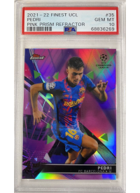 Pedri, Kartička, Topps UEFA Champions League Finest 2021-2022, PSA10, Pink Refractor
